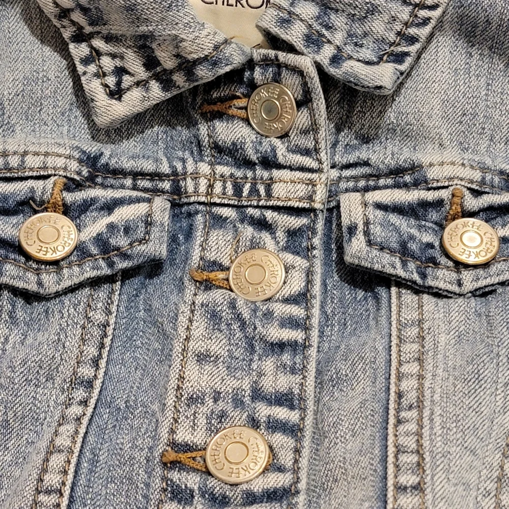 CHEROKEE Blue Jean Vest Jacket button fly front closure Size 6/6x